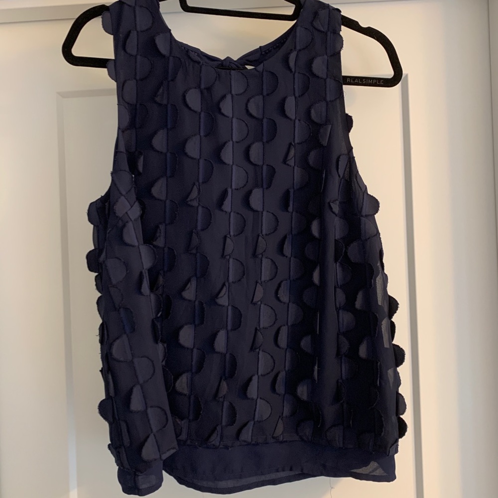 Navy blue Maave sleeveless top with bow detail in back